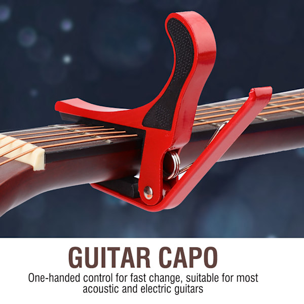 Enhånds Hurtig Skift Metal Klemme Capo Gear til Akustisk Folk Guitar (Rød)