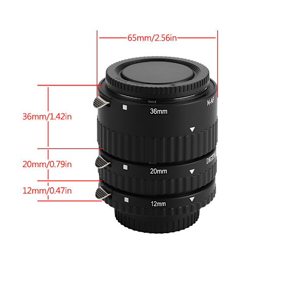 Sats för automatisk fokuseringsförlängningsrör 12 mm 20 mm 36 mm adapterring för Nikon DSLR-kameror