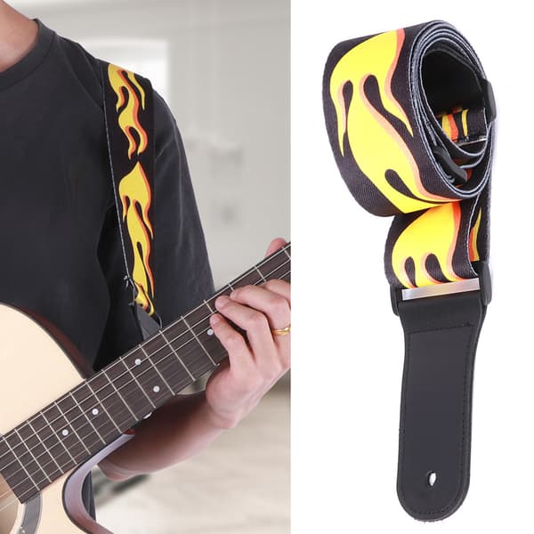 Läder Axelrem Värmeöverföringstryck Flamma Mönster Hållbar för Elgitarr