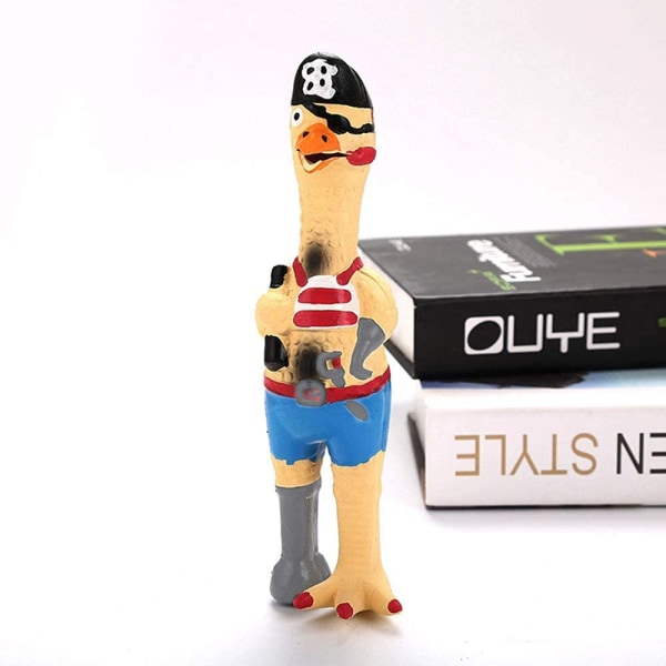 Gummi Chicken Dog Squeak leksak, storlek ca 6*22 cm/2,3*8,6 tum lång, latextuggande molar hundleksak (pirat)