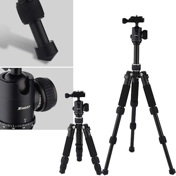 SHOOT 3 Sektioner Fällbar Teleskopstativ 1/4\" Kameramonteringsskruv för DSLR