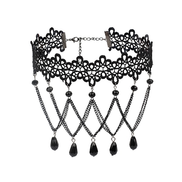 Multi-lags Tassel Lace Krave Gothic Lolita Vintage Choker Halskæde