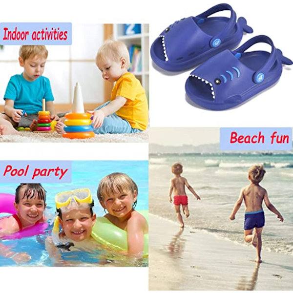 Sandal för småbarn pojkar flickor Slide Sandal Dinosaur Småbarn Flip Flops Utomhus Inomhus Hem Barn Sommar Vattenskor-----Mörkblå（130 Yard）