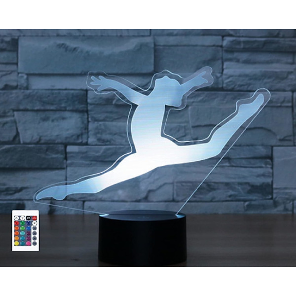 3D Gymnastik Flicka Fjärrkontroll 16 Färg Nattljus Illusion Akryl LED Bordsängslampa Barn Sovrum Skrivbordsdekor Födelsedagspresenter Leksak för Barn