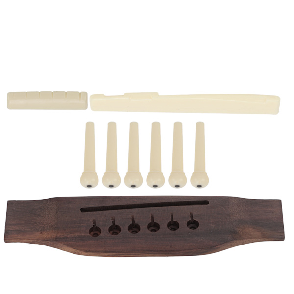Gitarr Preslotted Stall Set Rosewood Plast Sadel Mutter Pin Set för Akustiska Gitarrer