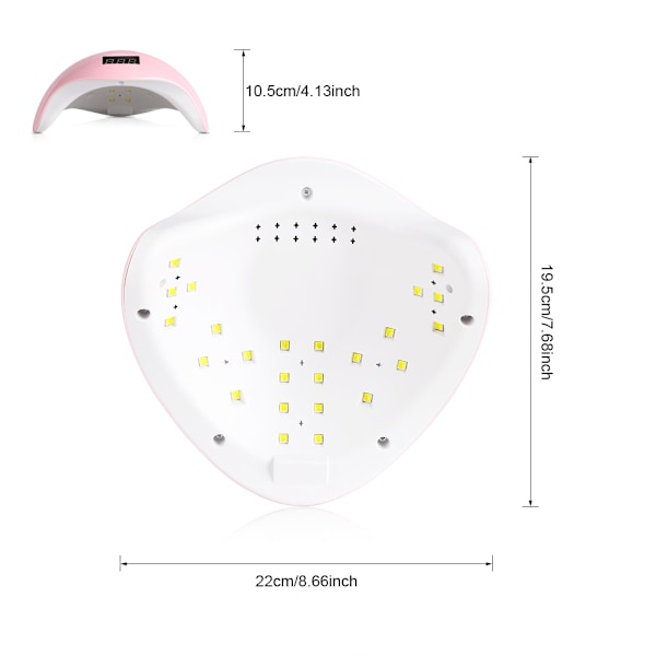UVLED-kynsilaite Kynsien Kuivaaja Gel-lakkojen Kovettamiseen Älykkäällä Sensorilla Kynsikoristeluvälineet Vaaleanpunainen