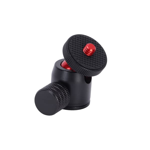 Mini Tripod Kuglehoved med 1/4 Tommer Skrue og Hotskoadapter til DSLR Kamera Ringlys Rød Kugle