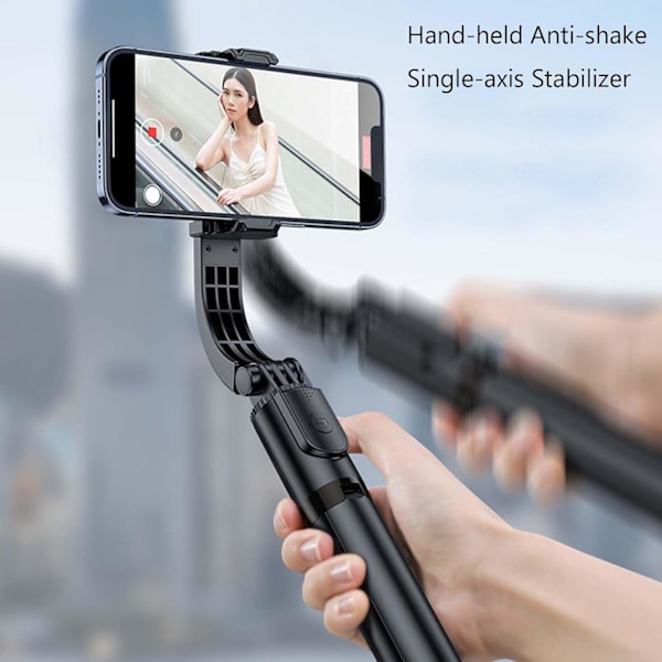 Selfie Stick, Ny 6 i 1 Bluetooth Selfie Stick med Lys, Foldbar Selfie Stick Tripod (Sort, Dobbelte Udfyldningslys)