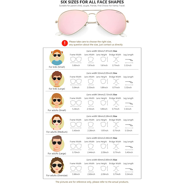 Klassiske Polariserende Aviator Solbriller UV Spejlbelagt Linse Metal Retro Shades (pink)
