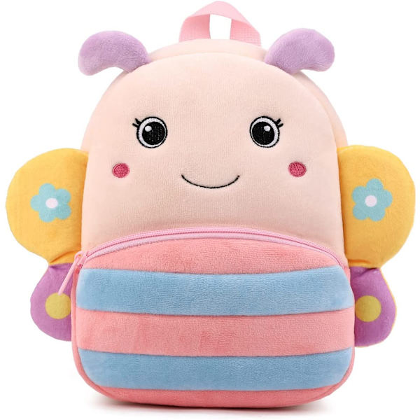 Poikien ja tyttöjen reppu, söpö pehmeä plushi-reppu taaperoille, eläinten piirretty mini-reppu, 1-6-vuotiaiden lasten reppu (Perhonen)