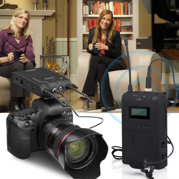 Trådløs kondensator interviewmikrofon Lavalier til DSLR-kamera DV-videokamera