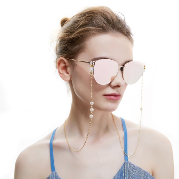 White Pearl Beaded Solglasögon Glasögon Läsglasögon Kedjekabelhållare