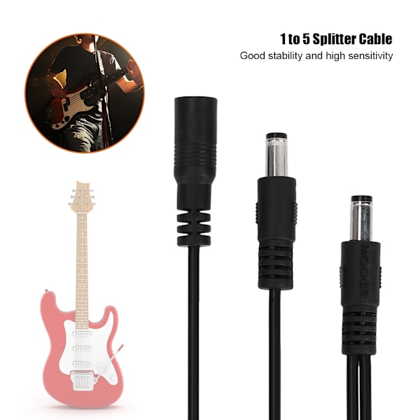 Hållbar gitarr effektpedal ström 1 till 5 splitter patchkabel tillbehör (rak)