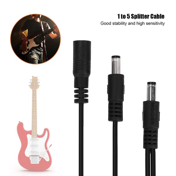 Holdbar guitar effektpedal strøm 1 til 5 splitter patch kabel tilbehør (lige)