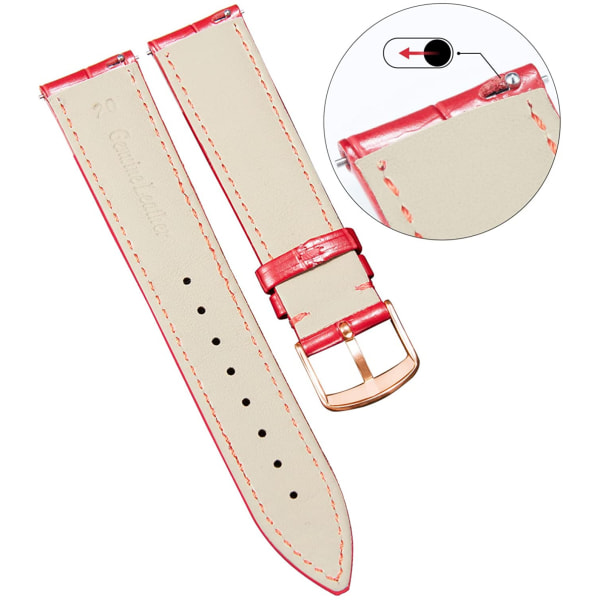 AVEKI Watch i äkta läder Flerfärgat vattentätt för män kvinnor, GR-Röd (12 mm)