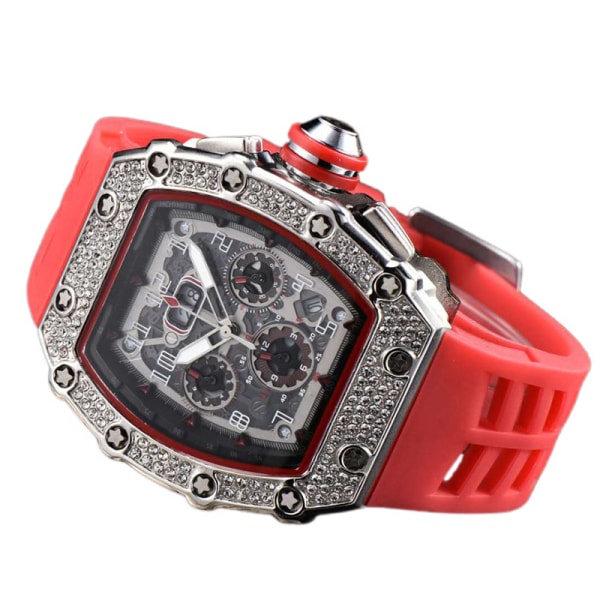Watch Analoga Automatiska Mekaniska Armbandsur Titanium Alloy Watch med silikonband Tonneau Business Timepiece（GP002)