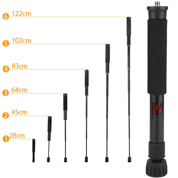 Mini Bärbar Justerbar Höjd Monopod Selfie Stick Mount Support Rod för SLR-kamera (P-256A)