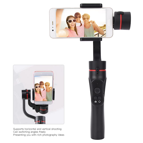 H2 3-axlig handhållen kulled mobiltelefon intelligent anti-shake stabilisator för utomhus live