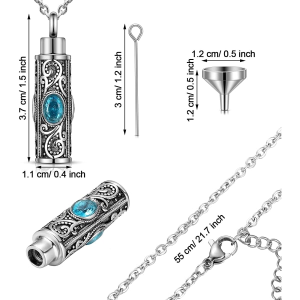 2 delar Urnhalsband för askakremering Urnhänge Halsband Kristallkremeringssmycken med förvaringspåsar Minneshänge (lila, blå)