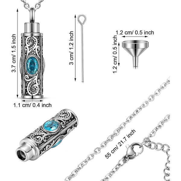 2 st Urnhalsband för aska Kremering Urna Hänge Halsband Kristall Kremering Smycken med Förvaringsväskor Minneshänge (Lila, Blå)