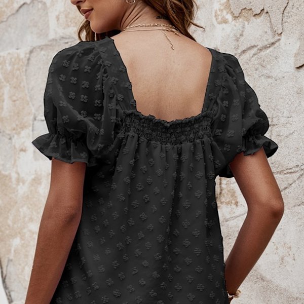 Chiffon Jacquard Kvadratisk Hals Topp M