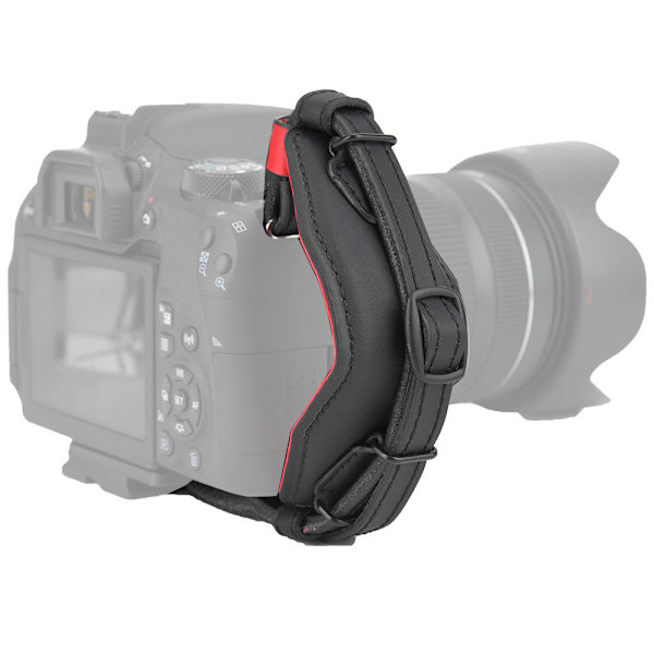 Läder handledsrem med snabbkopplingsplatta för DSLR SLR digitalkamera (röd)