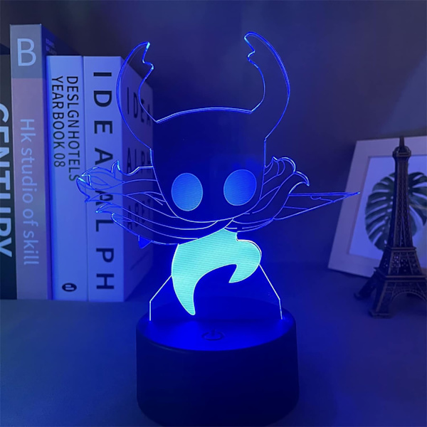 WJ Hollow Knight 3D nattlampa illusion lampa färgförändrande LED akryl RGB-lampor för sovrum Alla hjärtans dag present LED-lampor, barnrumsdekor Den ihåliga riddaren