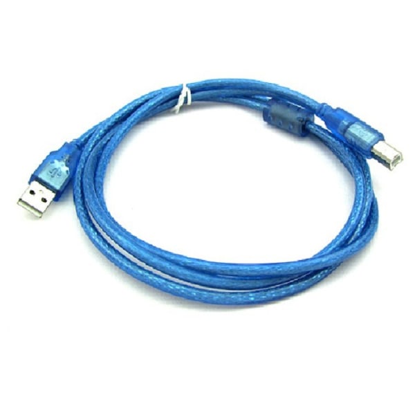 Transparent blå högkvalitativ 1,5 m USB höghastighet 2.0 utskriftslinje helt koppartejp magnetisk ring skärmad flätad mesh datakabel