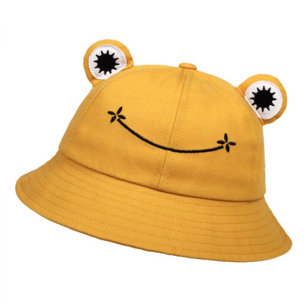 Vuxen tonåring Frog Hat, Söt Groda Bucket Hat, Bomull Bucket Hat Rolig Hat Bucket Hat Herr Kvinnor (gul)