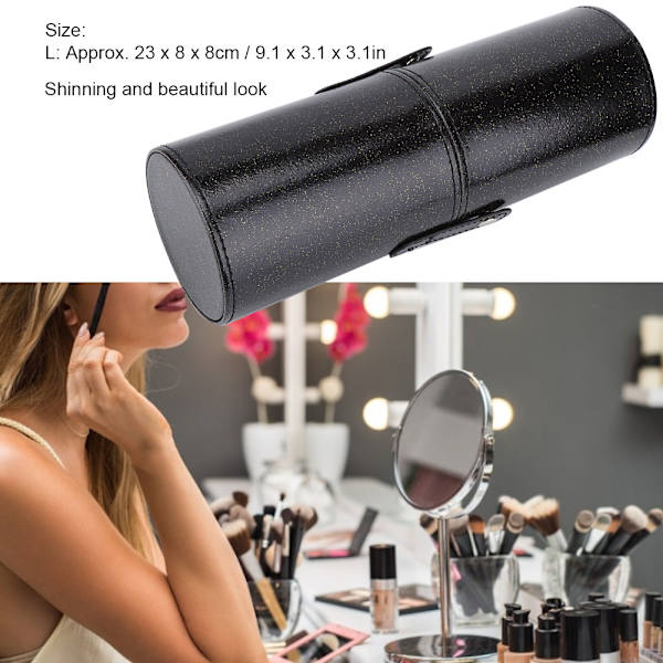 Bærbar makeup børste kop PU læder rørholder rejse kosmetisk beholder værktøjL