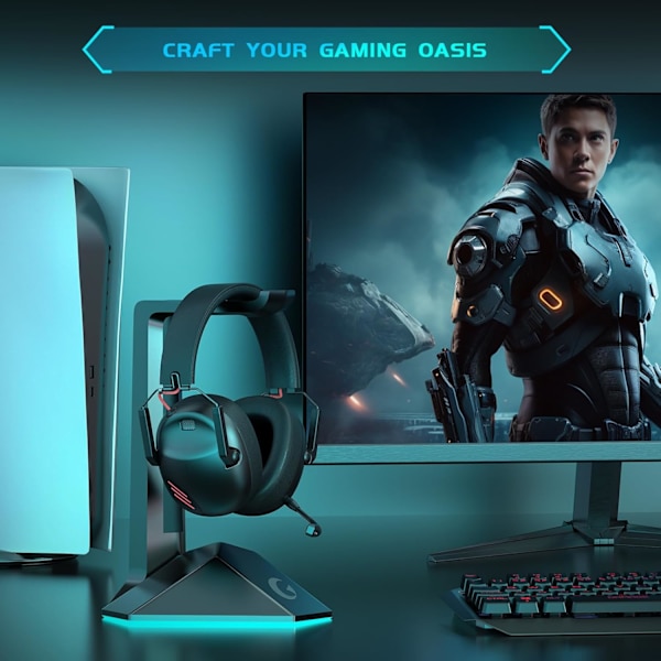 Trådlöst spelheadset för PC, PS5, PS4, Mac, Nintendo Switch, spelhörlurar med mikrofon, Bluetooth 5.3 spelheadset