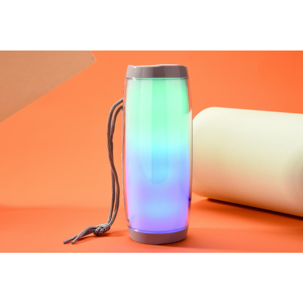 Trådlös Bluetooth-högtalare Grå Bärbar Högtalare Kraftfull Hög Bas TF FM-radio med LED-ljus