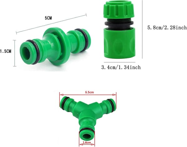 4-pack snabbkopplingskopplingar, 2-pack dubbla hankopplingar & 1-pack Y-splitter slangkopplingar - 1/2 tums vattenrörsadaptrar för Gar set 2