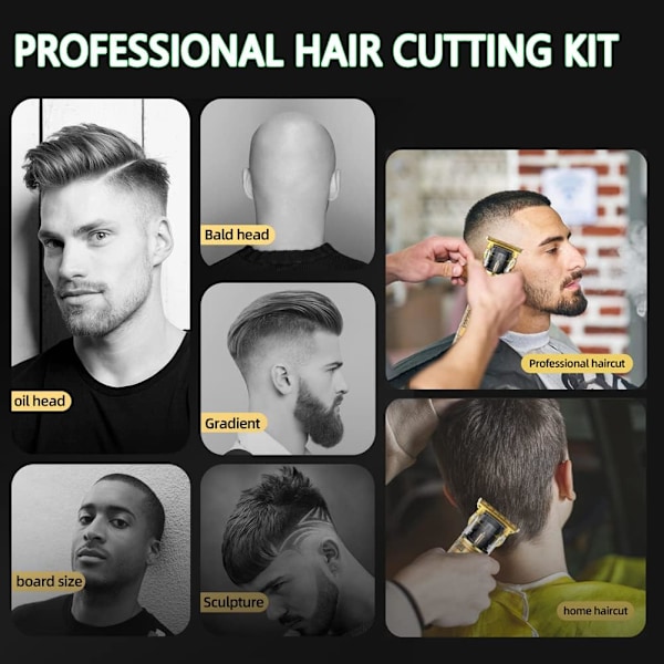 Professionell hårklippare för män, Zero Gapped trådlös T-blad hårklippare för män, Edger Razor Shavers Uppladdningsbara T Liners för B