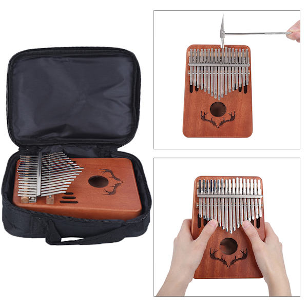 17 Key Kalimba Finger Thumb Piano Solid Mahogany med lydhul Reindeer Horn Pattern(Burlywood Color )