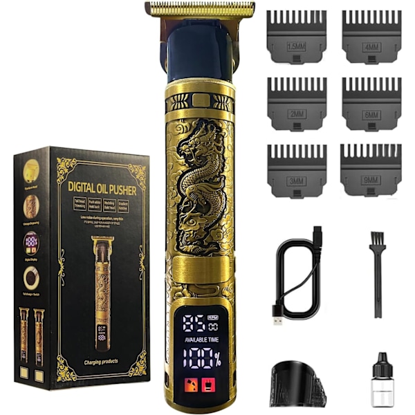 Professionell hårklippare för män, Zero Gapped trådlös T-blad hårklippare för män, Edger Razor Shavers Uppladdningsbara T Liners för B
