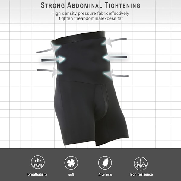 Män Tummy Control Shorts Hög Midja Underkläder Slankning Shapewear Body Shaper Ben Boxer Briefs Pottery Red Black