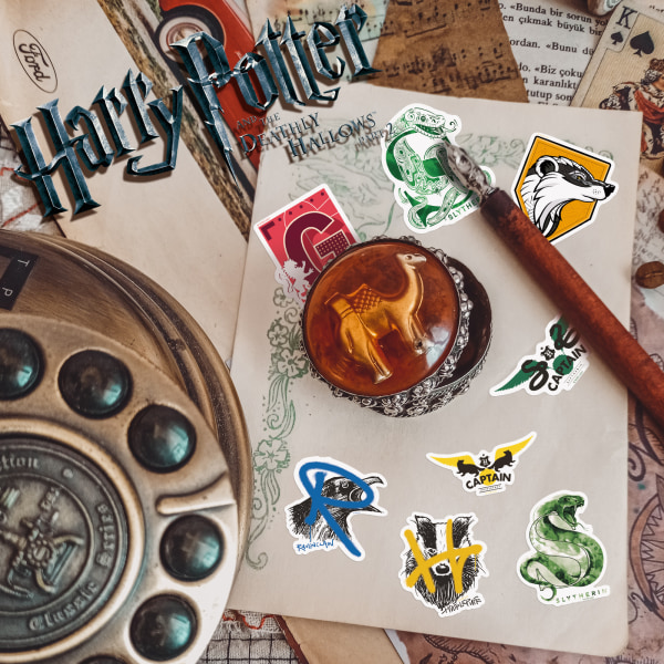Harry Potter akvarell vinylklistermärken, set med 50 st, vattentät och UV-beständig, perfekt för alla dina prylar, HP Animal Badge