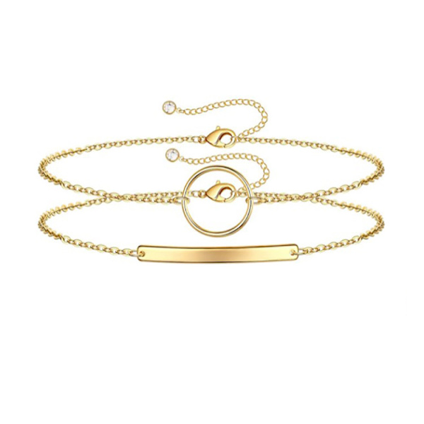 Wekity Delikat Guld Armband för Kvinnor, Justerbart Skiktat Armband, Oval Kedja Guld Armband Dam Smycken