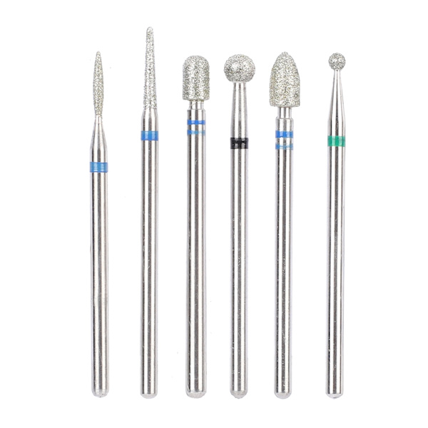 6 st/förpackning Rostfritt stål Nagelkonst Borr Bits Kit Nagelborr Tillbehör Manikyrverktyg JG#8