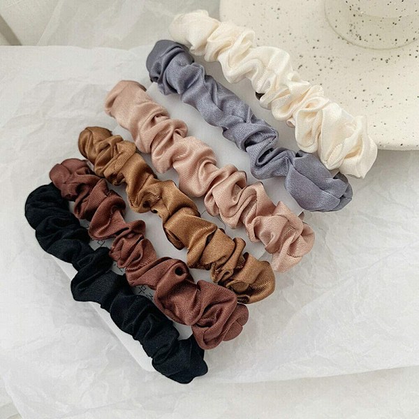 6 färger set elastiska hårband silke satin scrunchie hästsvans rep tillbehör scrunchies hästsvans hållare pack, ingen dragning eller snag tjockt hår