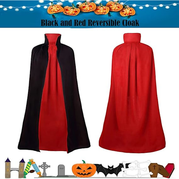 Maklulu Halloween Vampyyriviitta Asu Aikuisten Halloween Asu Viitta Musta ja Punainen Käännettävä Pystykaulusviitta