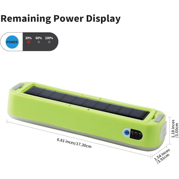 Solar Camping Lantern - Solcelle Oppladbar Campinglykt, Solcelledrevet Bærbar Powerbank, 2000 Lumen, 4 Lysmoduser LED Solar Li green