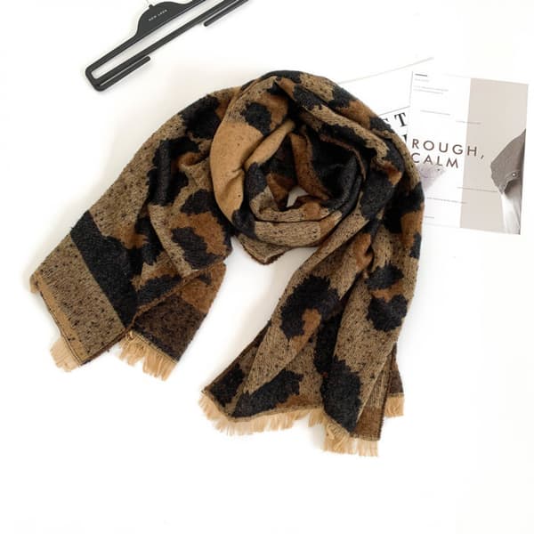 Dame Vinter Skjerf Sjal Wraps Myke Varme Teppe Skjerf for Kvinner Leopard Skjerf