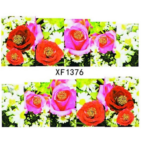 Rød Rose Mønster Manicure Fuld Stickers Neglekunst Dekoration Salon DIY Neglespidser Dekal XF1376