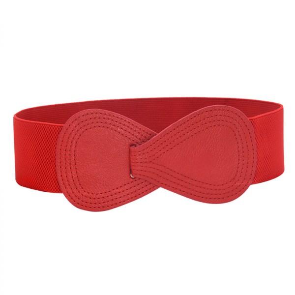 Lås spänne elastisk midjeband för kvinnor elastisk elastisk midjeband klänning ner jacka wrap up midjeband - Röd