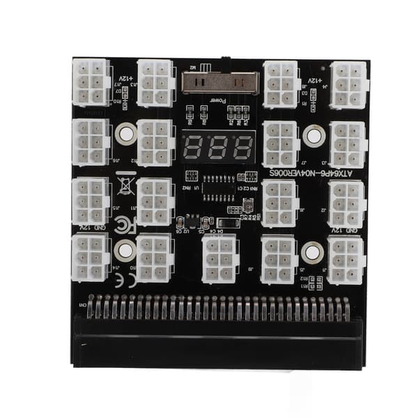 Strømbryterkort strømforsyning serveradapter 17 porter 6-pin LED spenningsdisplay tilbehør