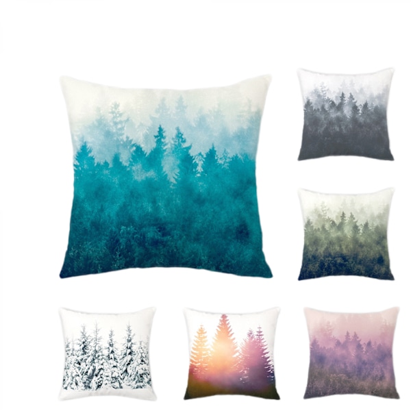 Forest Scenery Series Dekorativ fyrkantig kort plysch kuddfodral Case för hemsoffa sovrum kontorsbil 18 X 18 tum 2 st（mönster 11）