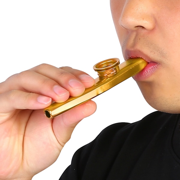 Holdbar Metal Kazoo Fløjte Mund Musik Instrument Tilbehør (Guld)