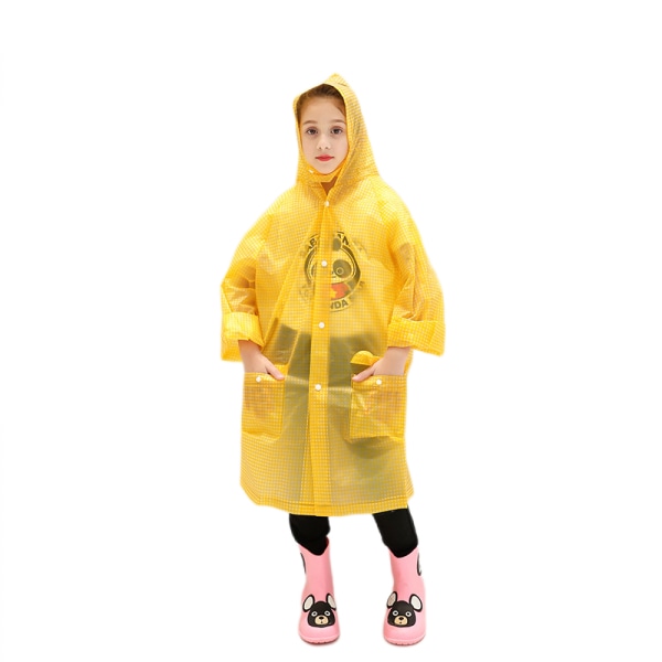 Regnrock för barn, EVA Kids Regnrock Återanvändbar regnponchojacka för pojkar och flickor 6-13 år (gul storlek L)